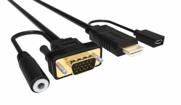 Cablu HDMI cu chip la VGA cu audio si alimentare microUSB 1.8m